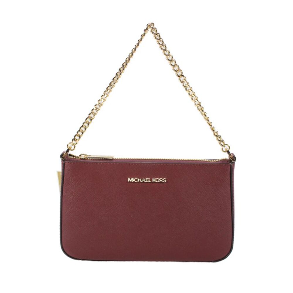 Michael Kors Womens Leather Jet Set Travel Shoulder Handbag Burgundy